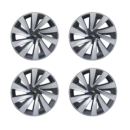 TESLA 2025/2026 Model Y Juniper ABS 19" Wheel Cover Spiral Style Hubcaps 1 Set (4pcs) - Silver with black