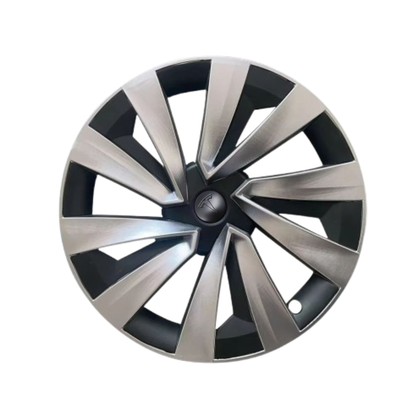 TESLA 2025/2026 Model Y Juniper ABS 19" Wheel Cover Spiral Style Hubcaps 1 Set (4pcs) - Silver with black