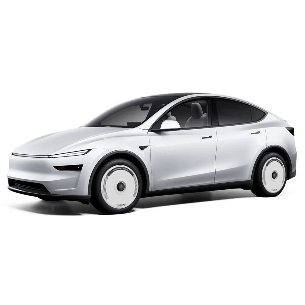 HALODISC 2 Silver Track (White) | Set of 4 Wheel Covers for Tesla  Model 3 & Model Y 19" Crossflow Wheel
