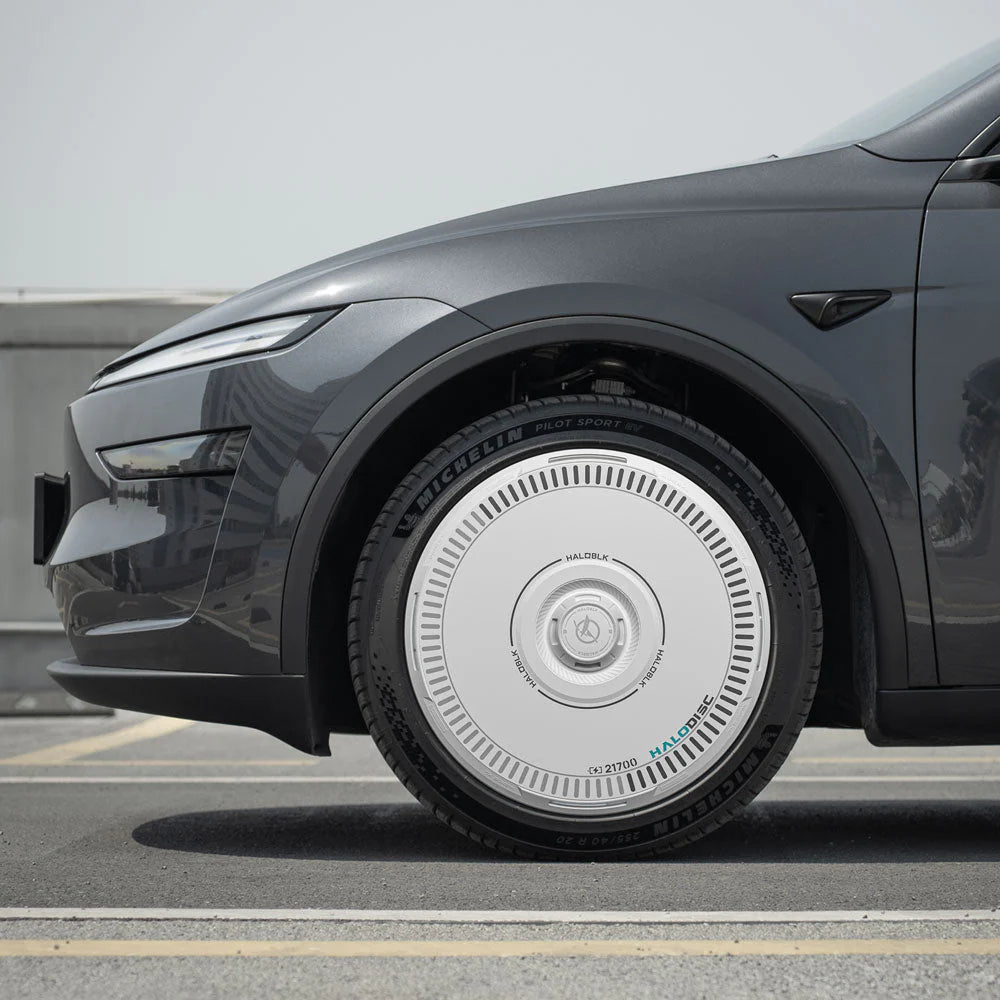 HALODISC 2 Charging (White) | Set of 4 Wheel Covers for Tesla Model 3 & Model Y 19" Crossflow Wheel