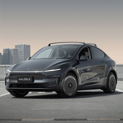 HALODISC 2 Silver Track (Black) | Set of 4 Wheel Covers for Tesla Model 3 & Model Y 19" Crossflow Wheel