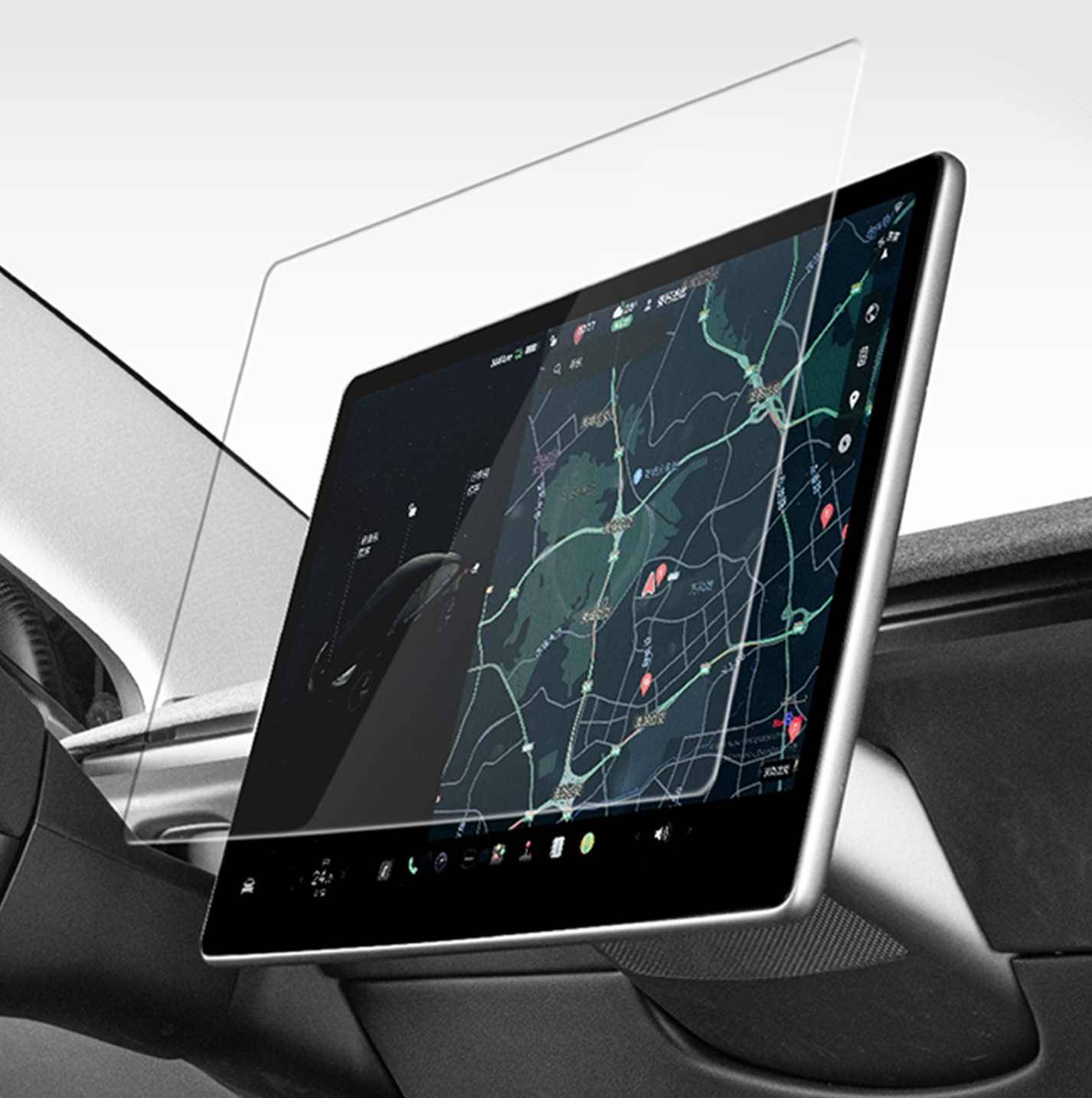 HALOBLK 16in Automobile Touch Glass Screen Pro+ Front & Rear (2026 Tesla Model Y Juniper & Model Y L - Clear)