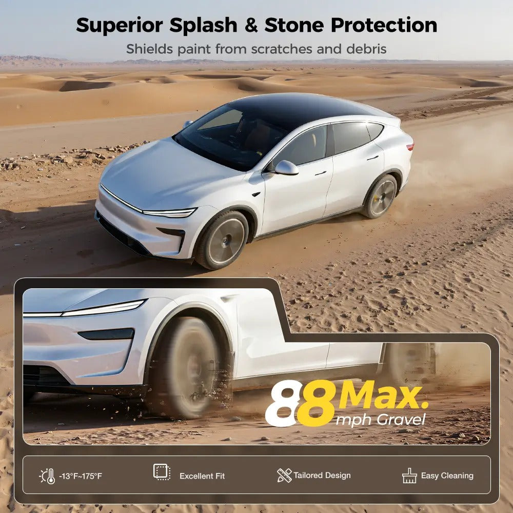 3W Tesla 2025-2027 Model Y Soft TPE Front and Rear Fender Mud Flaps - 1 SET (4PCS)