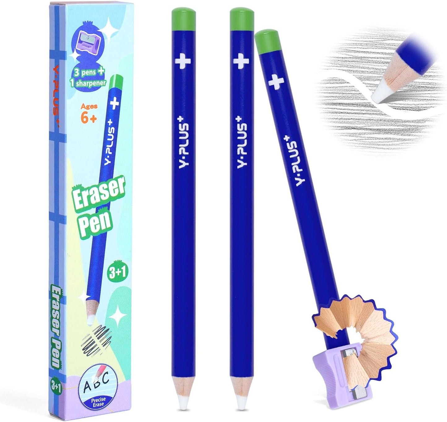 Y-Plus+ Eraser Pen with Sharpener