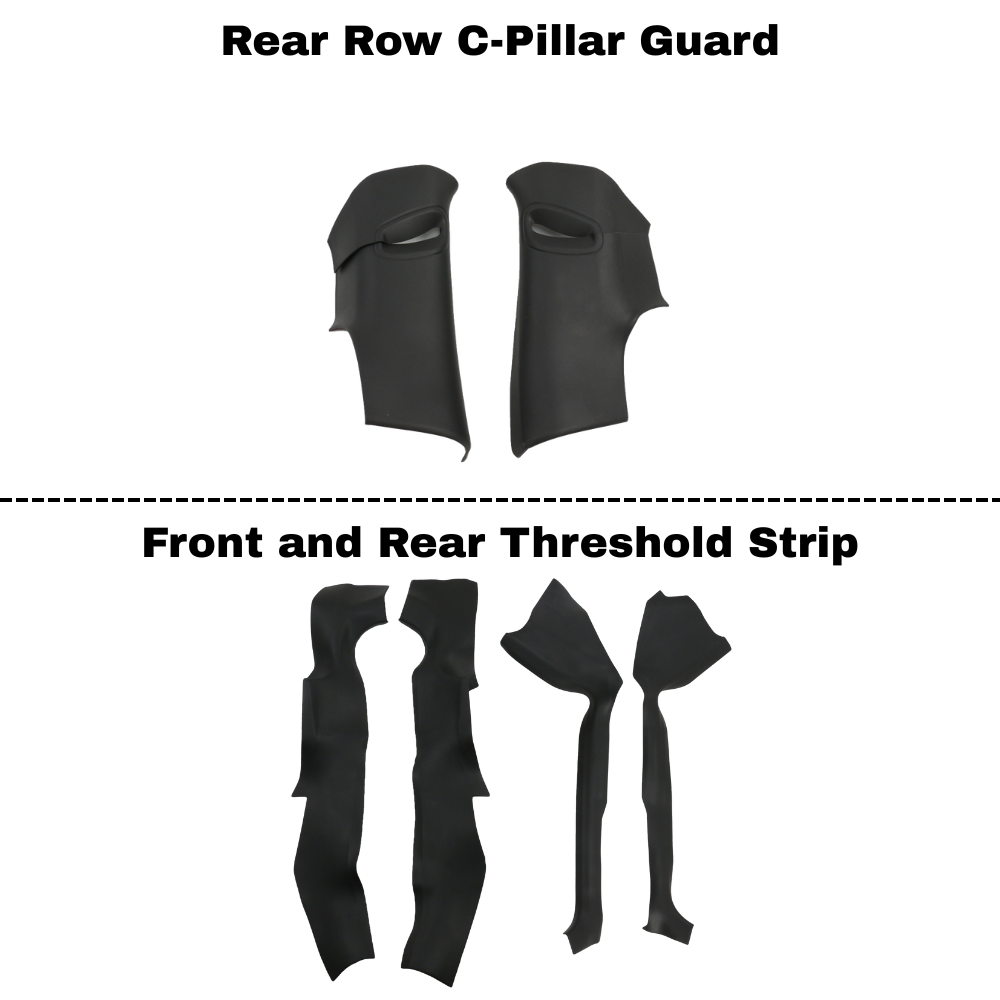 TESLA 2025 Model Y Juniper TPE Interior Upper and Under Guard Board / C-Pillar Guard /Front and Rear Threshold Strip/ Anti-Kick Mat and Scratch Plate / Under Seat Protector / Trunk Sill / Cargo Liners Mats - 9 SETS