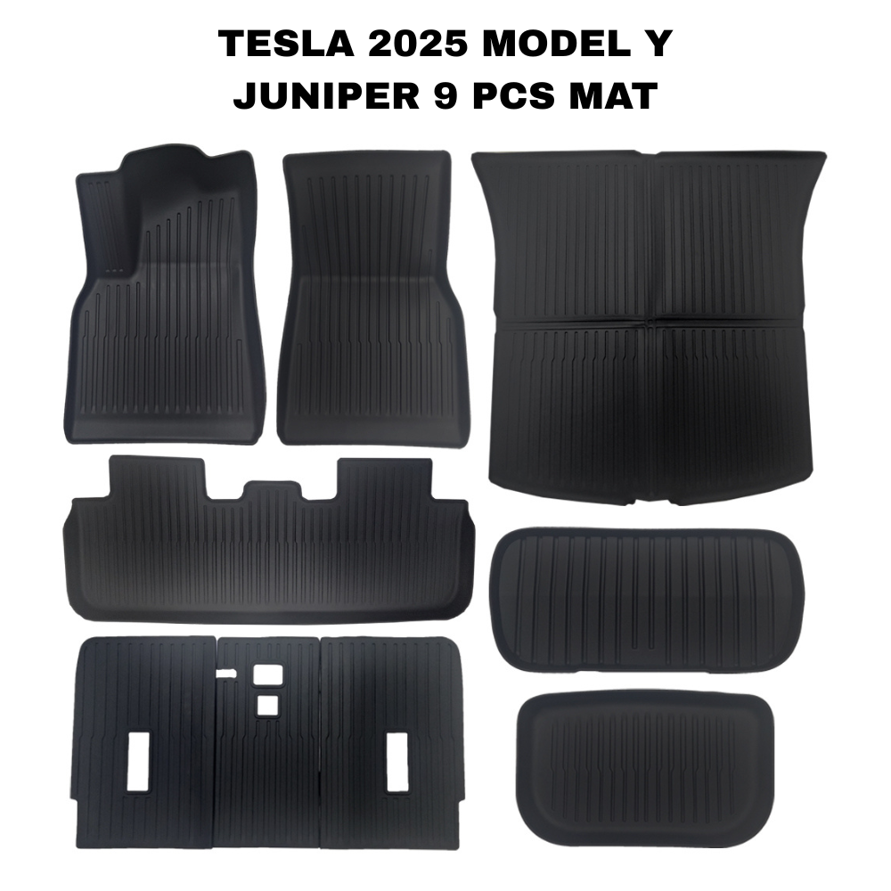 TESLA 2025 Model Y Juniper TPE Interior Upper and Under Guard Board / C-Pillar Guard /Front and Rear Threshold Strip/ Anti-Kick Mat and Scratch Plate / Under Seat Protector / Trunk Sill / Cargo Liners Mats - 9 SETS