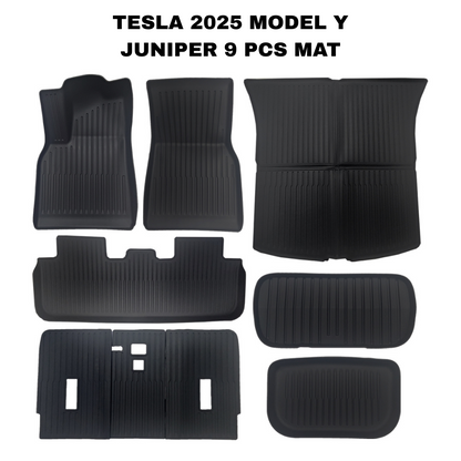 TESLA 2025 Model Y Juniper TPE Interior Upper and Under Guard Board / C-Pillar Guard /Front and Rear Threshold Strip/ Anti-Kick Mat and Scratch Plate / Under Seat Protector / Trunk Sill / Cargo Liners Mats - 9 SETS