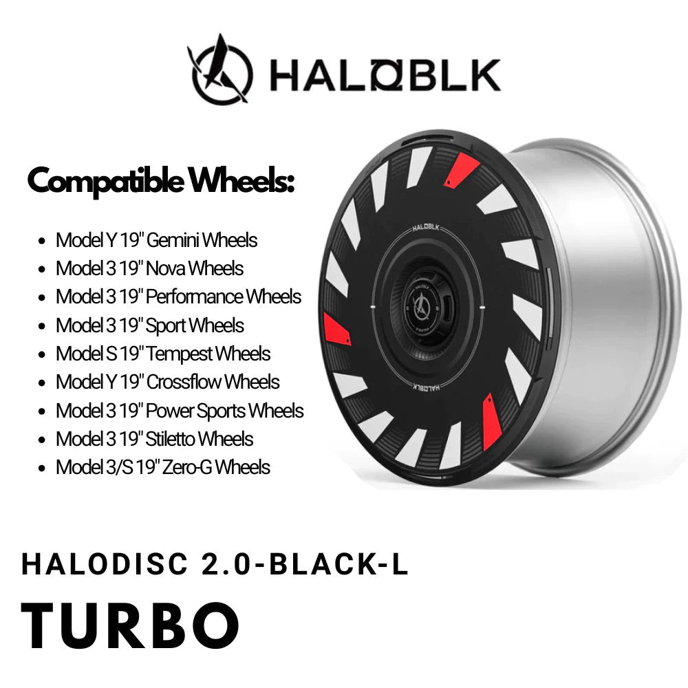 HALODISC 2 Turbo | Set of 4 Wheel Covers for Tesla Model 3 & Model Y 19" Crossflow Wheel