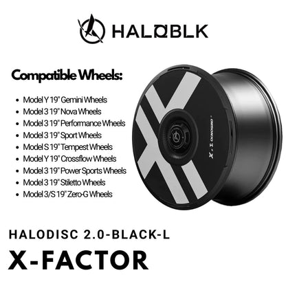 HALODISC 2 X-Factor (Black) | Set of 4 Wheel Covers for Tesla  Model 3 & Model Y 19" Crossflow Wheel