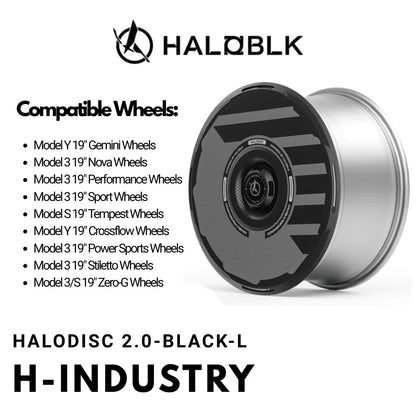 HALODISC 2 H-Industry (Black) | Set of 4 Wheel Covers for Tesla  Model 3 & Model Y 19" Crossflow Wheel