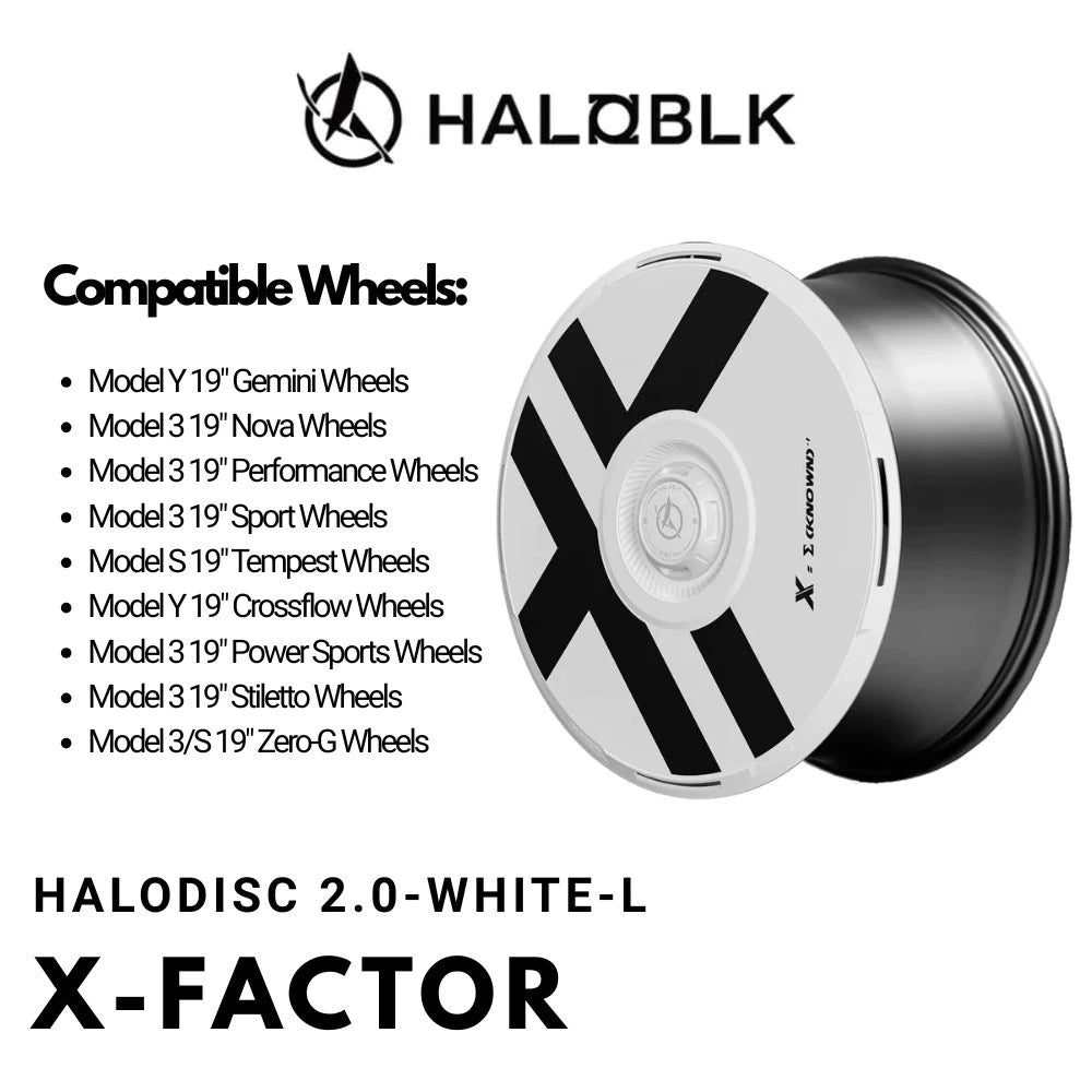 HALODISC 2 X-Factor (White) | Set of 4 Wheel Covers for Tesla  Model 3 & Model Y 19" Crossflow Wheel