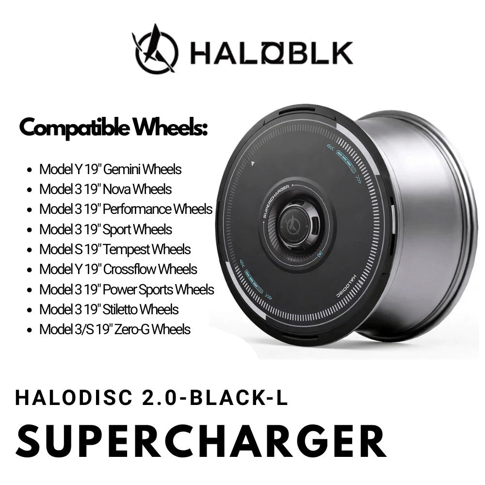 HALODISC 2 Supercharger | Set of 4 Wheel Covers for Tesla Model 3 & Model Y 19" Crossflow Wheel