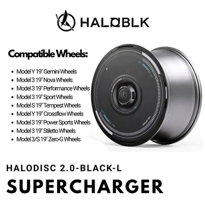 HALODISC 2 Supercharger | Set of 4 Wheel Covers for Tesla Model 3 & Model Y 19" Crossflow Wheel