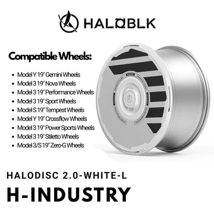 HALODISC 2  H-Industry(White) | Set of 4 Wheel Covers for Tesla  Model 3 & Model Y 19" Crossflow Wheel